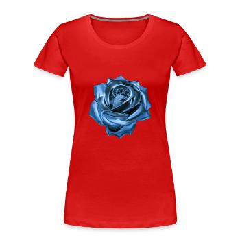 Rose, blau, Metall,,metallisch - Frauen Premium Bio T-Shirt - Rot - Vorne - Mia (176cm)