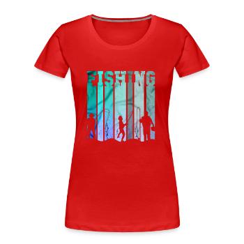 fish, fish, fishing, lake, sea, fishing, fauna, exotic - Women's Premium Organic T-Shirt - red - Front - Mia (176cm)