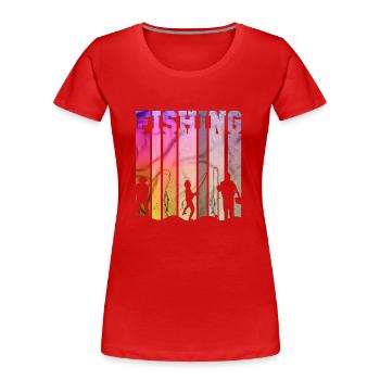 fish, fish, fishing, lake, sea, fishing, fauna, exotic - Women's Premium Organic T-Shirt - red - Front - Mia (176cm)