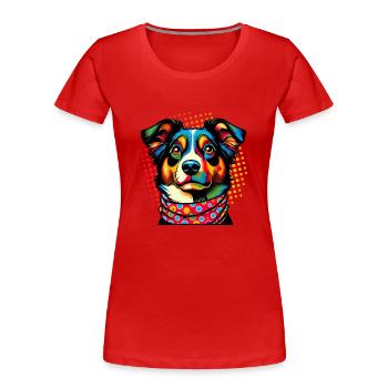 Dog Love Pop Art Style - Women's Premium Organic T-Shirt - red - Front - Mia (176cm)