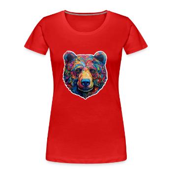 Ours psychédélique - T-shirt bio Premium Femme - rouge - Devant - Mia (176cm)