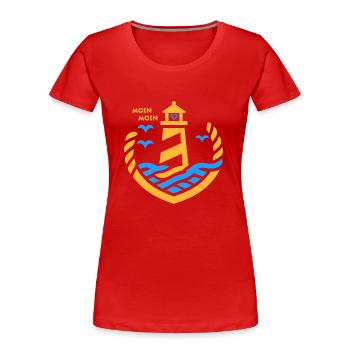 Moin Moin + Lighthouse with Heart - Women's Premium Organic T-Shirt - red - Front - Mia (176cm)