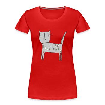 katze grau - Frauen Premium Bio T-Shirt - Rot - Vorne - Mia (176cm)
