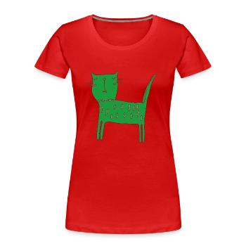 Vert chat - T-shirt bio Premium Femme - rouge - Devant - Mia (176cm)