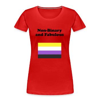 Non binaire et fabuleux - T-shirt bio Premium Femme - rouge - Devant - Mia (176cm)