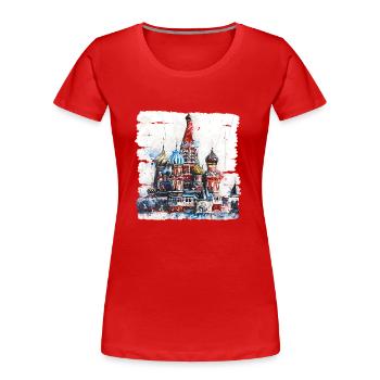La Place Rouge, cœur de Moscou et symbole - T-shirt bio Premium Femme - rouge - Devant - Mia (176cm)