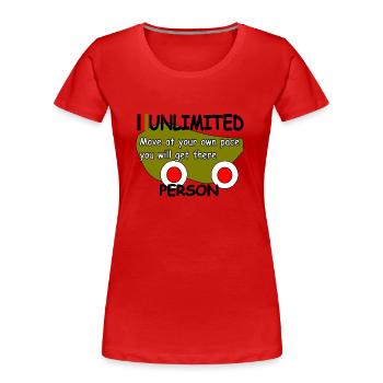 Move at your own pace you will get there - Women's Premium Organic T-Shirt - red - Front - Mia (176cm)