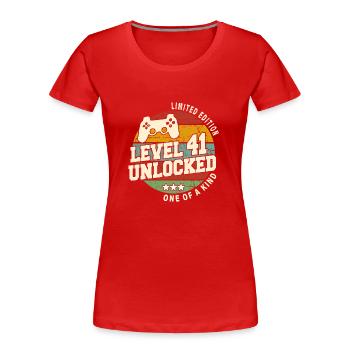 Vintage Born One Month of 1983 Birthday - Women's Premium Organic T-Shirt - red - Front - Mia (176cm)