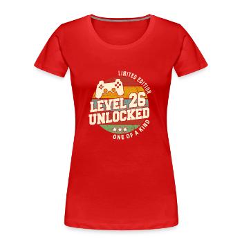 Vintage Né(e) un mois de 1998 anniversaire - T-shirt bio Premium Femme - rouge - Devant - Mia (176cm)
