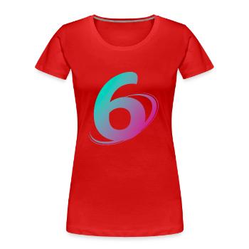 Numéro 6 multicolore - T-shirt bio Premium Femme - rouge - Devant - Mia (176cm)