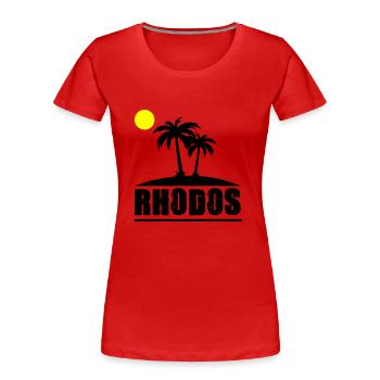 Rhodes - T-shirt bio Premium Femme - rouge - Devant - Mia (176cm)