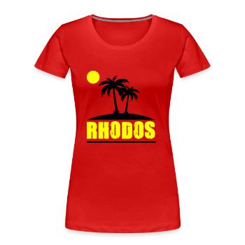 Rhodes - T-shirt bio Premium Femme - rouge - Devant - Mia (176cm)
