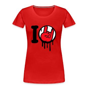 I Love Heavy Metal Hard Rock Musik Handgeste Herz - Frauen Premium Bio T-Shirt - Rot - Vorne - Mia (176cm)