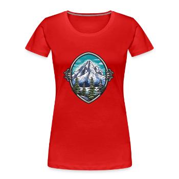 Monts de Berge - T-shirt bio Premium Femme - rouge - Devant - Mia (176cm)