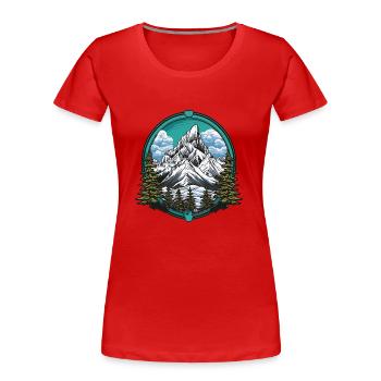 Monts de Berge - T-shirt bio Premium Femme - rouge - Devant - Mia (176cm)