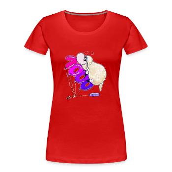 Wolly Sheepling 1000 Abonnenten - Frauen Premium Bio T-Shirt - Rot - Vorne - Mia (176cm)