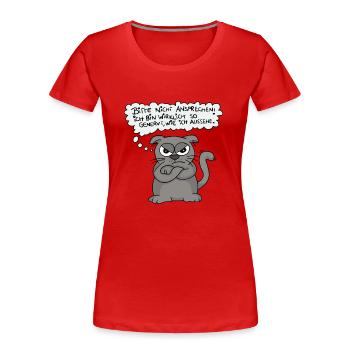 Chat agacé - Ne parle pas ! - T-shirt bio Premium Femme - rouge - Devant - Mia (176cm)