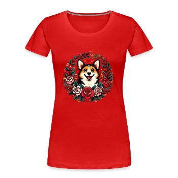 Corgi - Frauen Premium Bio T-Shirt - Rot - Vorne - Mia (176cm)