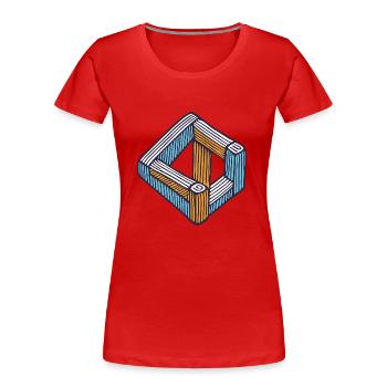 Illusion d’optique – Figure impossible - T-shirt bio Premium Femme - rouge - Devant - Mia (176cm)