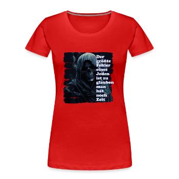 Le temps est notre atout le plus précieux. - T-shirt bio Premium Femme - rouge - Devant - Mia (176cm)
