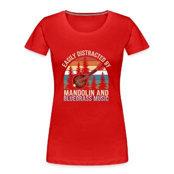 Faszination für Mandoline und Bluegrass - Frauen Premium Bio T-Shirt - Rot - Vorne - Mia (176cm)