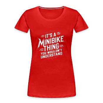 Minibike fan with heart - Women's Premium Organic T-Shirt - red - Front - Mia (176cm)