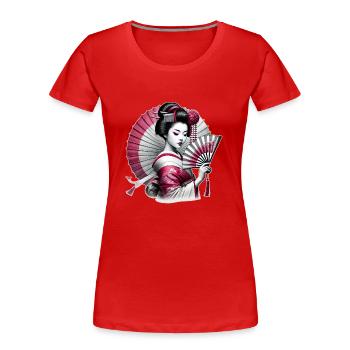 Beautiful Geisha - Women's Premium Organic T-Shirt - red - Front - Mia (176cm)