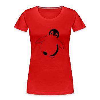 Pinguin - Baby - Grafik in schwarz-weiss - Frauen Premium Bio T-Shirt - Rot - Vorne - Mia (176cm)