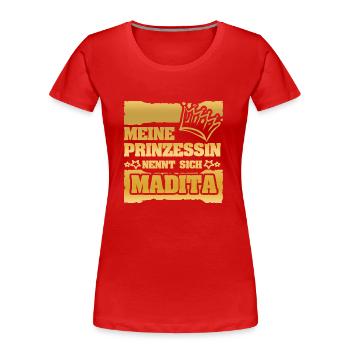 Nom de jeune fille Madita - T-shirt bio Premium Femme - rouge - Devant - Mia (176cm)