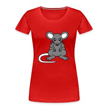 Mouse Mouse Cute Little Rat Rodent Friendly - Women's Premium Organic T-Shirt - red - Front - Mia (176cm)