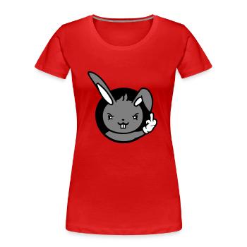 Hase Mittelfinger Zeigen Böse Frech Beleidigend - Frauen Premium Bio T-Shirt - Rot - Vorne - Mia (176cm)