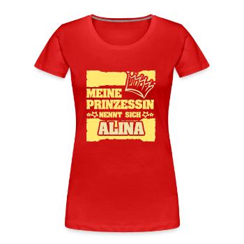 Nom de jeune fille Alina - T-shirt bio Premium Femme - rouge - Devant - Mia (176cm)