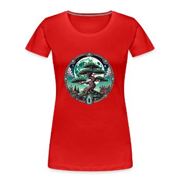 Arbre de vie ancien - T-shirt bio Premium Femme - rouge - Devant - Mia (176cm)
