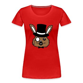 Sir Hase Monokel Brille Bart Zylinder Hut Mr. Herr - Frauen Premium Bio T-Shirt - Rot - Vorne - Mia (176cm)