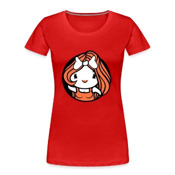 Vogel Dame Frau weiblich hübsches Kleid Schleife - Frauen Premium Bio T-Shirt - Rot - Vorne - Mia (176cm)
