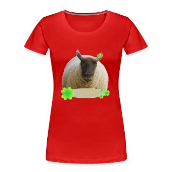 mouton doux avec trèfle chance mouton chanceux - T-shirt bio Premium Femme - rouge - Devant - Mia (176cm)
