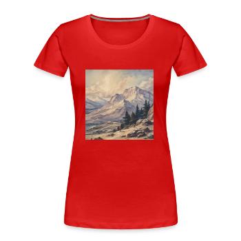 Wanderer im goldenen Gebirge - Frauen Premium Bio T-Shirt - Rot - Vorne - Mia (176cm)