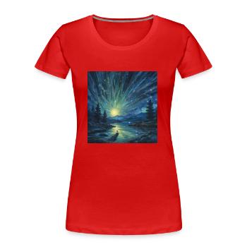 Déluge cosmique - T-shirt bio Premium Femme - rouge - Devant - Mia (176cm)