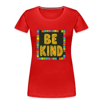 Bloc arc-en-ciel Be Kind - T-shirt bio Premium Femme - rouge - Devant - Mia (176cm)