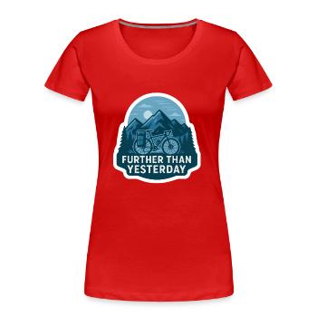 Plus loin qu’hier - Bikepacking - T-shirt bio Premium Femme - rouge - Devant - Mia (176cm)