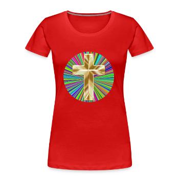 Christentum Collection - Frauen Premium Bio T-Shirt - Rot - Vorne - Mia (176cm)