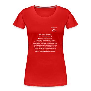 Satire Kritik der Kritiker weiß - Frauen Premium Bio T-Shirt - Rot - Vorne - Mia (176cm)