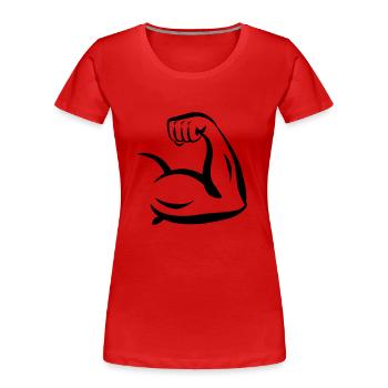 Bizeps Bodybuilder Arm - Frauen Premium Bio T-Shirt - Rot - Vorne - Mia (176cm)