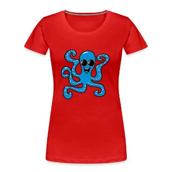 Tintenfisch oktopus sonnenbrille - Frauen Premium Bio T-Shirt - Rot - Vorne - Mia (176cm)