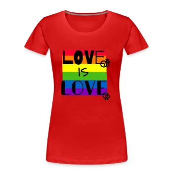 Love is Love - Frauen Premium Bio T-Shirt - Rot - Vorne - Mia (176cm)