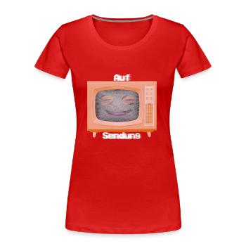 Auf Sendung! Creamy Orange - Frauen Premium Bio T-Shirt - Rot - Vorne - Mia (176cm)