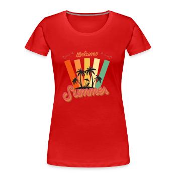 Bienvenue l’été! - T-shirt bio Premium Femme - rouge - Devant - Mia (176cm)