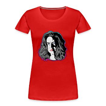 Eine Frau wie aus einem noir Film türkis/pink - Frauen Premium Bio T-Shirt - Rot - Vorne - Mia (176cm)