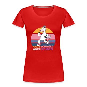 Laufshirt Thema Hindernislauf mud muddy run lauf - Frauen Premium Bio T-Shirt - Rot - Vorne - Mia (176cm)