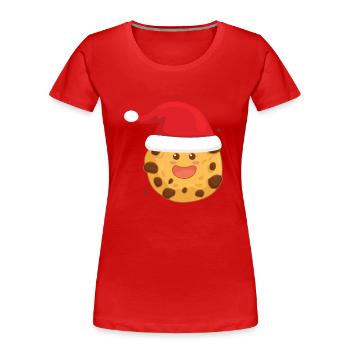 Biscuit au chocolat de Noël drôle - T-shirt bio Premium Femme - rouge - Devant - Mia (176cm)